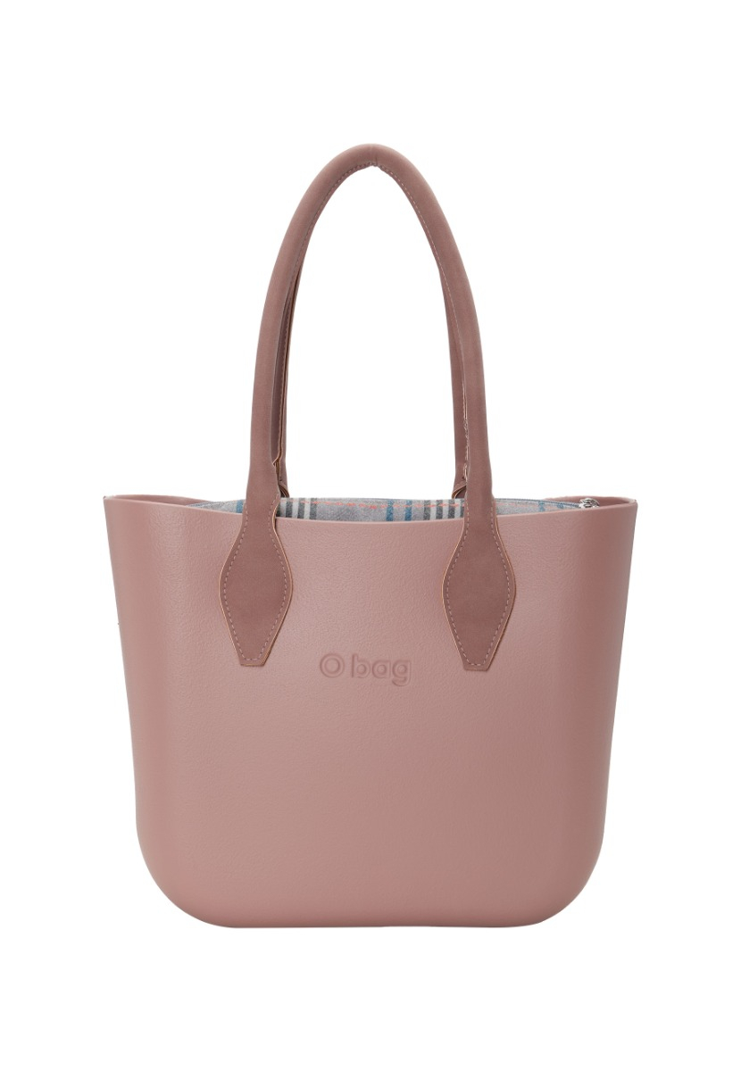 O bag mini con asa larga en rombo y bolsa de tejido escocés oscuro - O bag Official Website