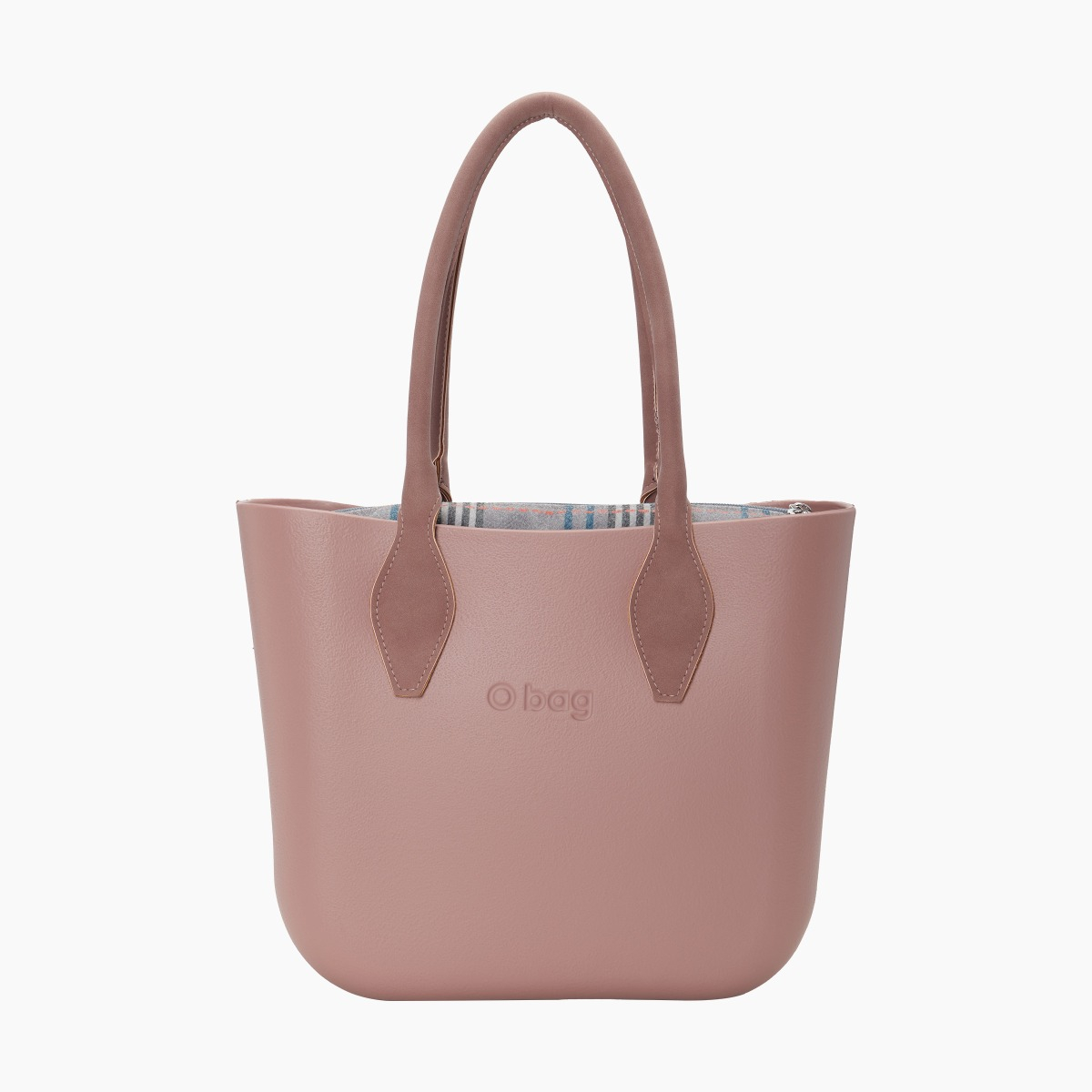 O bag mini con asa larga en rombo y bolsa de tejido escocés oscuro - O bag Official Website