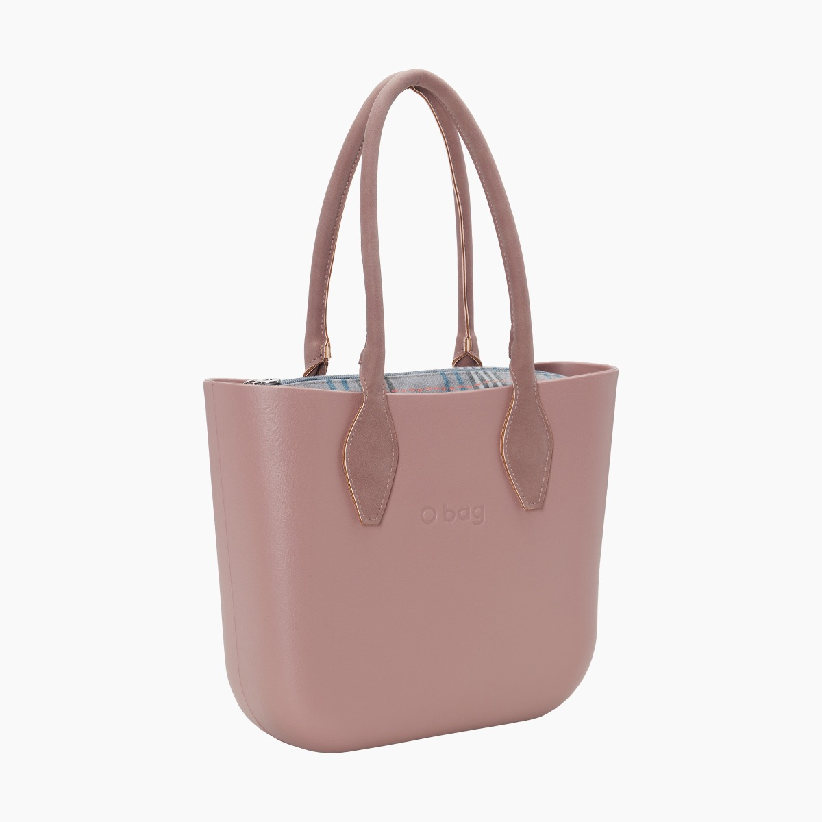 O bag mini con asa larga en rombo y bolsa de tejido escocés oscuro - O bag Official Website