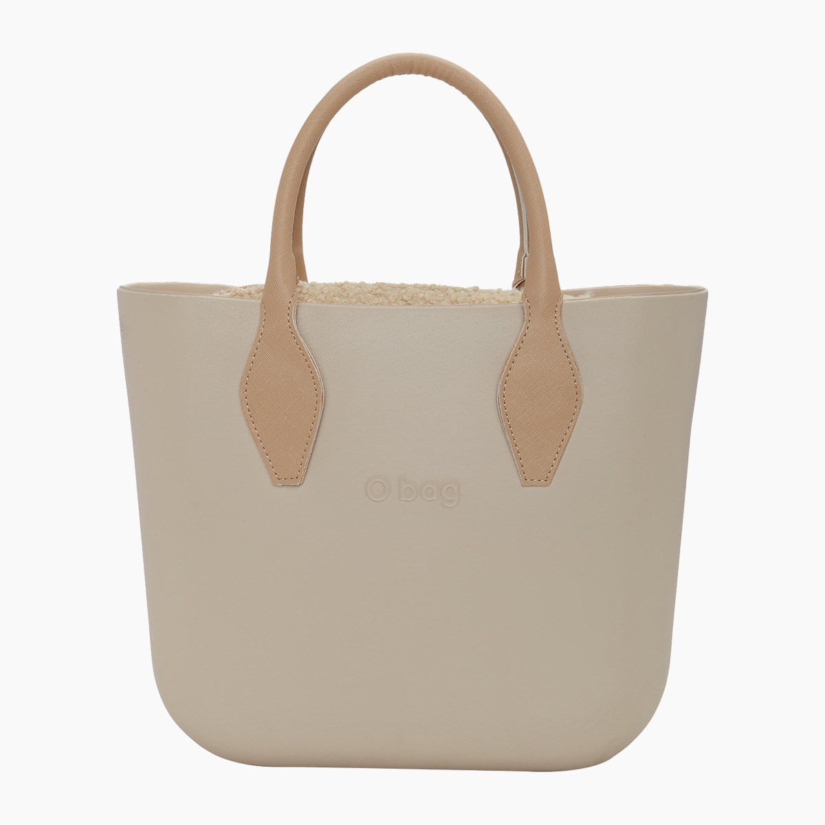 Borsa composta O bag mini manico corto rombo e sacca lana ricciolino sabbia - O bag Official Website