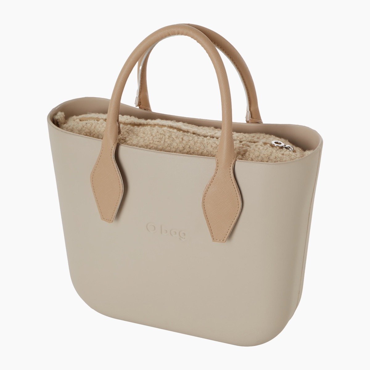 Borsa composta O bag mini manico corto rombo e sacca lana ricciolino sabbia - O bag Official Website