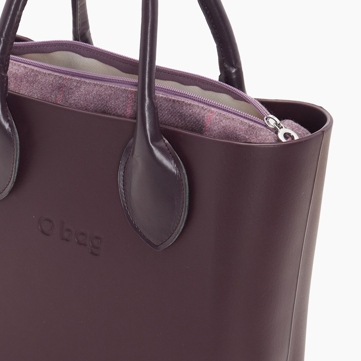 O bag mini con asa corta en forma de corazón y bolsa de tejido de cuadros - O bag Official Website