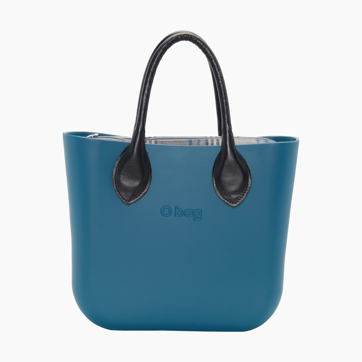 O bag mini con asa corta en forma de corazón y bolsa de tejido escocés oscuro - O bag Official Website