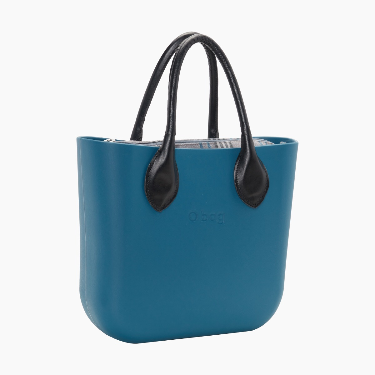 O bag mini con asa corta en forma de corazón y bolsa de tejido escocés oscuro - O bag Official Website