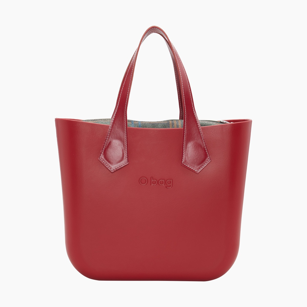 O bag mini con asa corta en punta y bolsa de tejido escocés - O bag Official Website