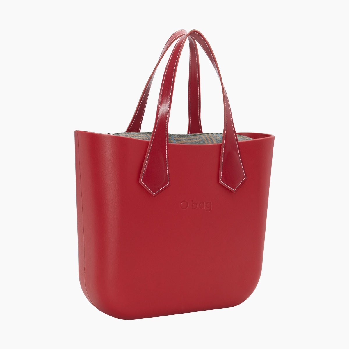 O bag mini con asa corta en punta y bolsa de tejido escocés - O bag Official Website