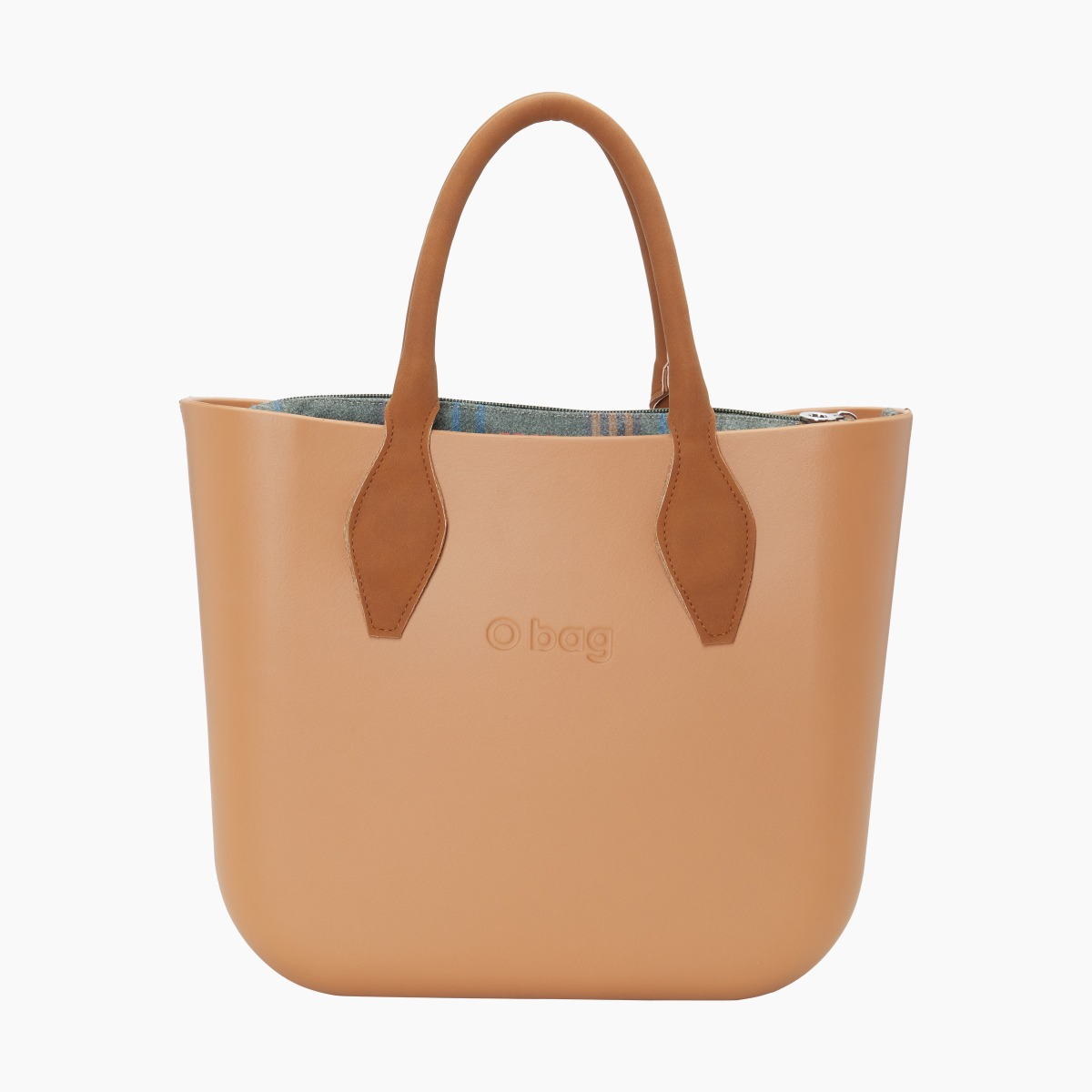 O bag mini con asa corta en rombo y bolsa de tejido escocés - O bag Official Website