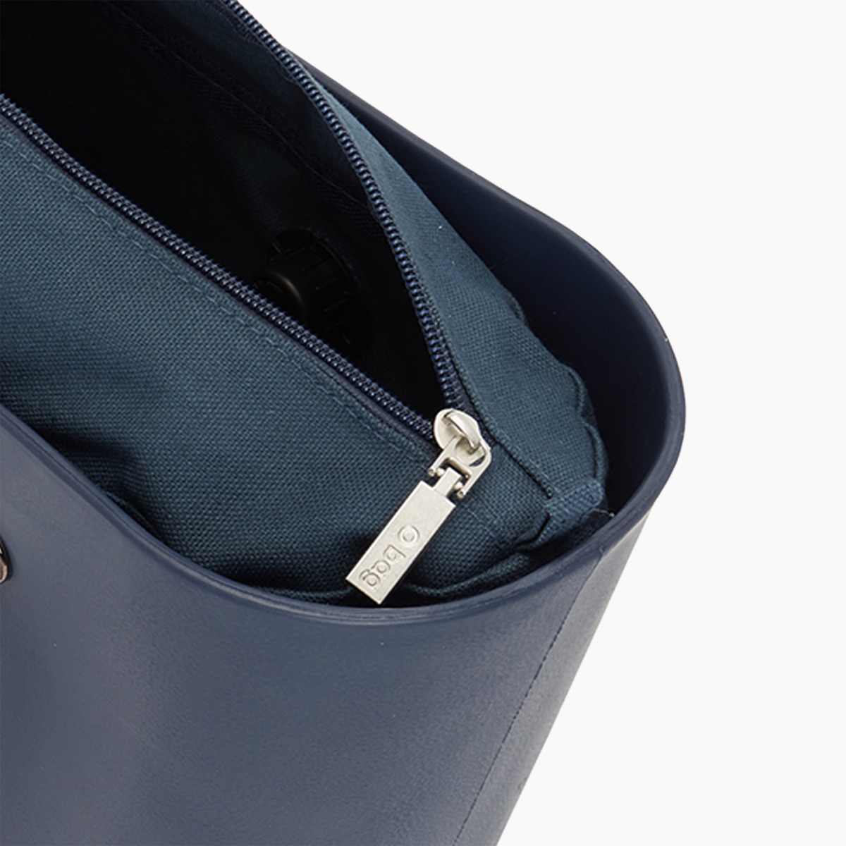 Borsa composta O bag manico lungo corda e sacca canvas blu navy - O bag Official Website