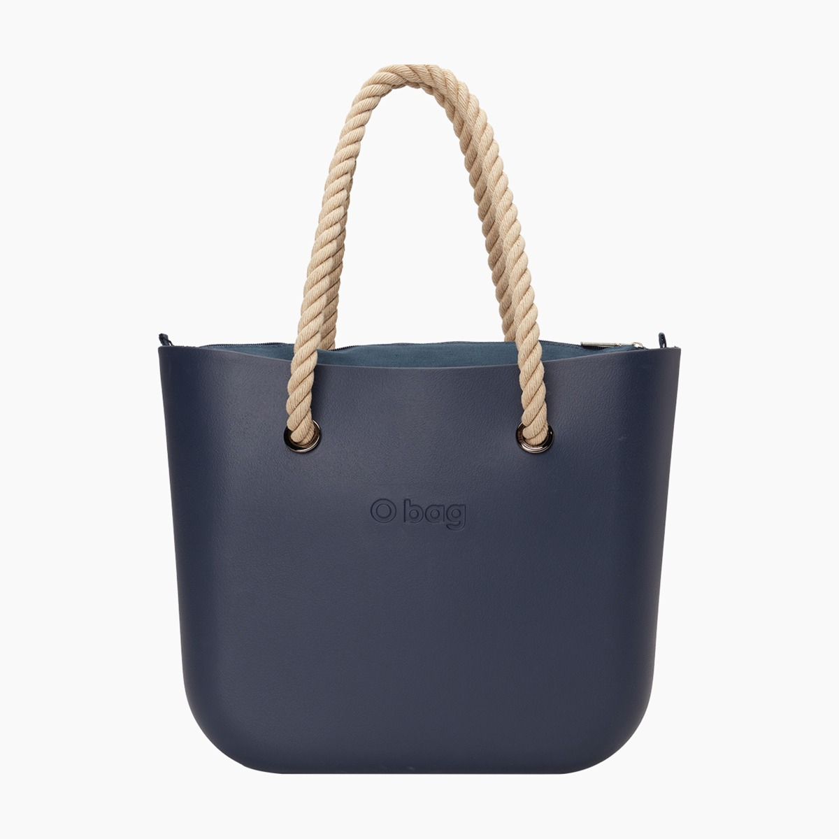 Borsa composta O bag manico lungo corda e sacca canvas blu navy - O bag Official Website