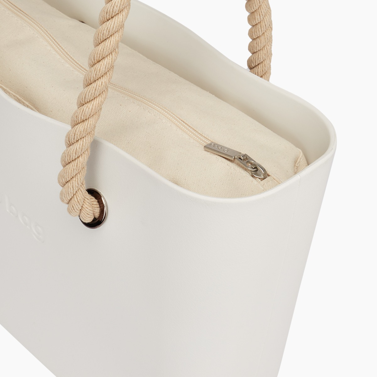 Borsa composta O bag manico lungo corda e sacca canvas latte - O bag Official Website