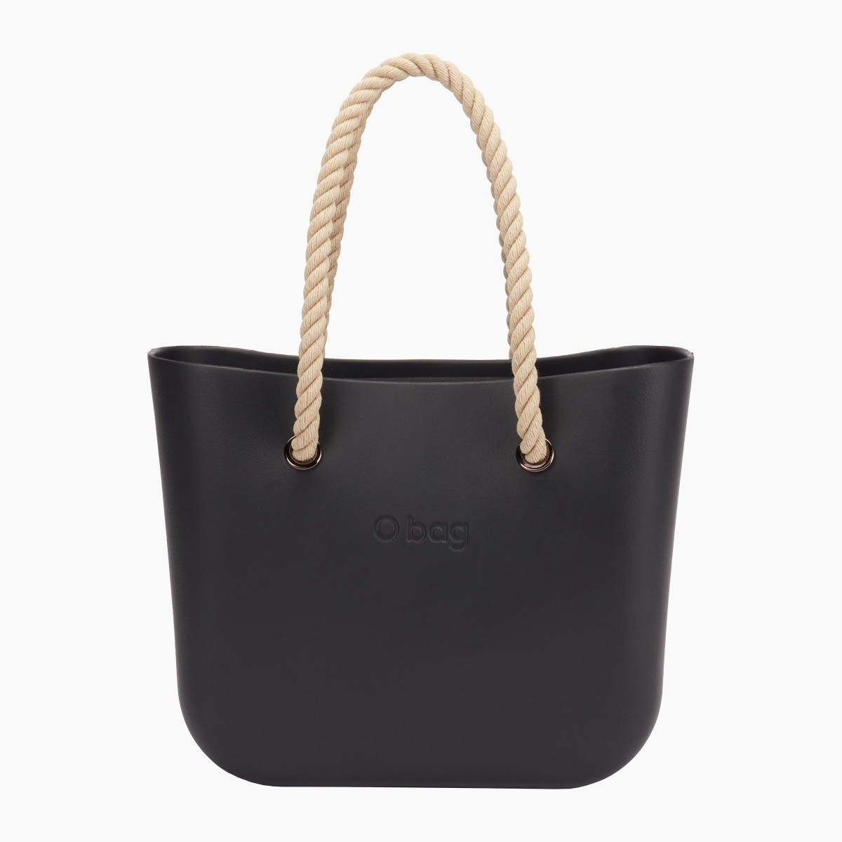 Borsa composta O bag manico lungo corda e sacca canvas nero - O bag Official Website