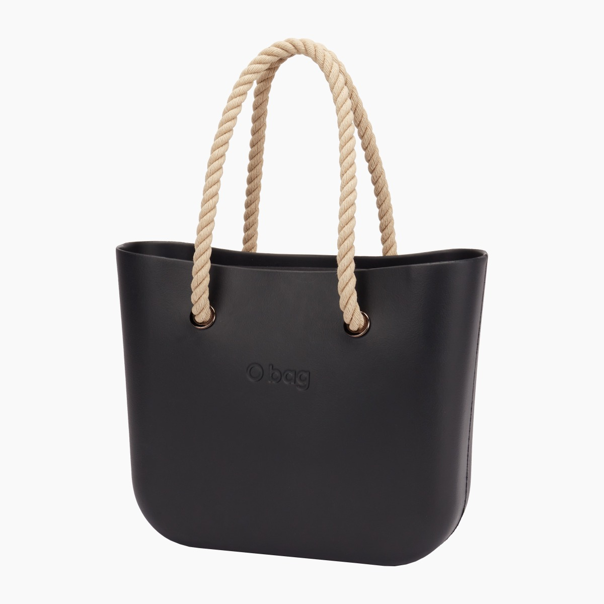 Borsa composta O bag manico lungo corda e sacca canvas nero - O bag Official Website