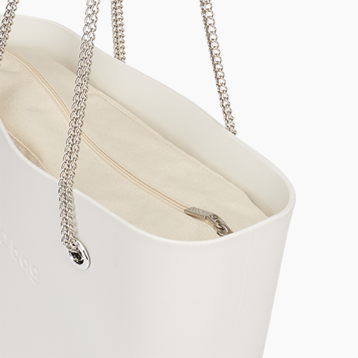 Borsa composta O bag manico lungo a catena "T" e sacca canvas latte - O bag Official Website