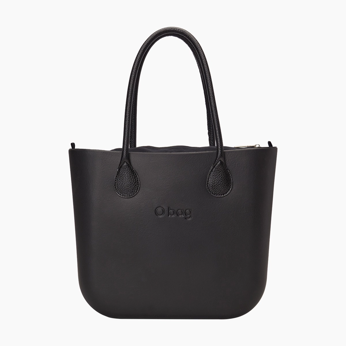 Borsa composta O bag con manico lungo martellato e sacca canvas nero - O bag Official Website