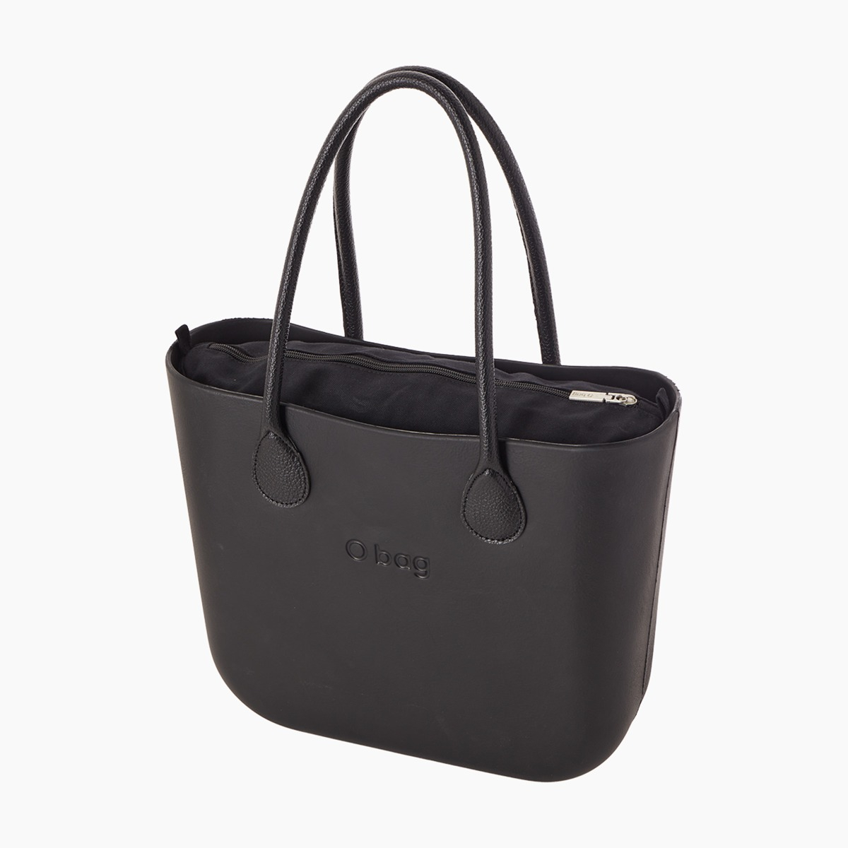 Borsa composta O bag con manico lungo martellato e sacca canvas nero - O bag Official Website