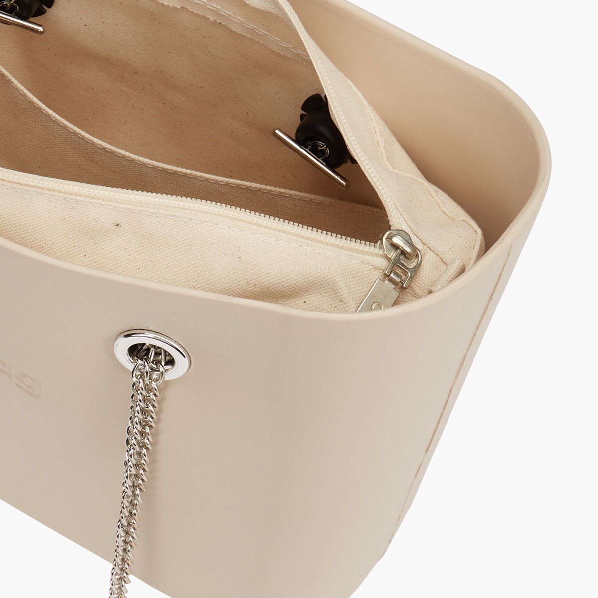 Borsa composta O bag mini con manico lungo corda e sacca canvas sabbia - O bag Official Website