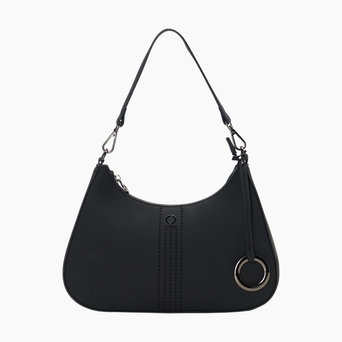 Schultertasche O bag cortina schwarz gummiertes Gewebe - O bag Official Website