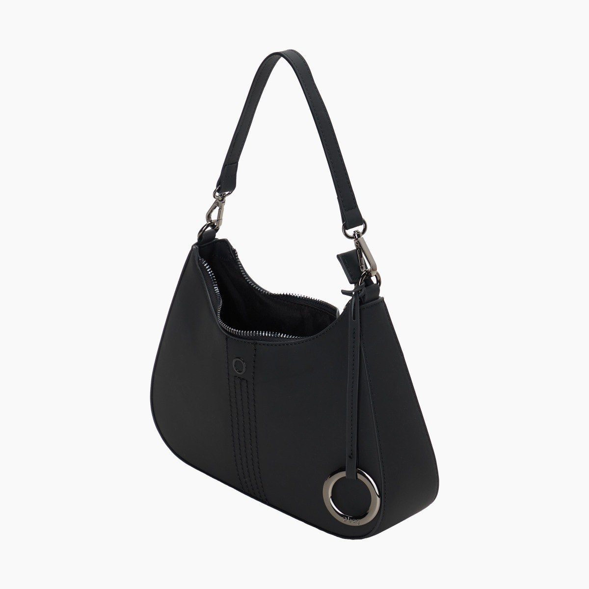 Schultertasche O bag cortina schwarz gummiertes Gewebe - O bag Official Website