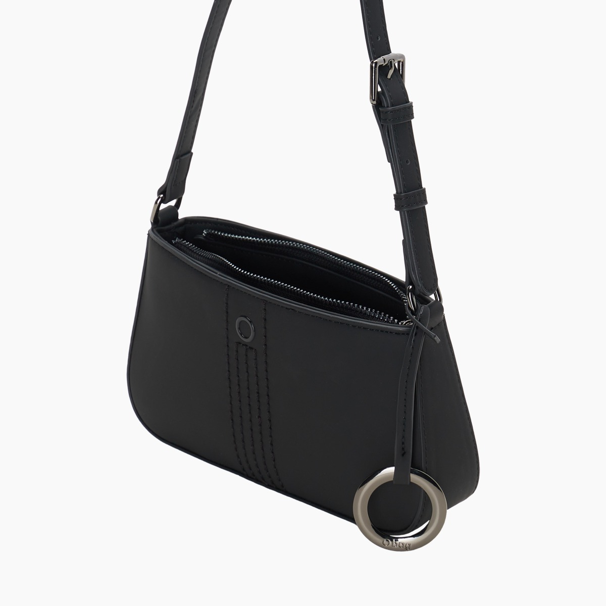 Umhängetasche O bag verbier schwarz gummiertes Gewebe - O bag Official Website