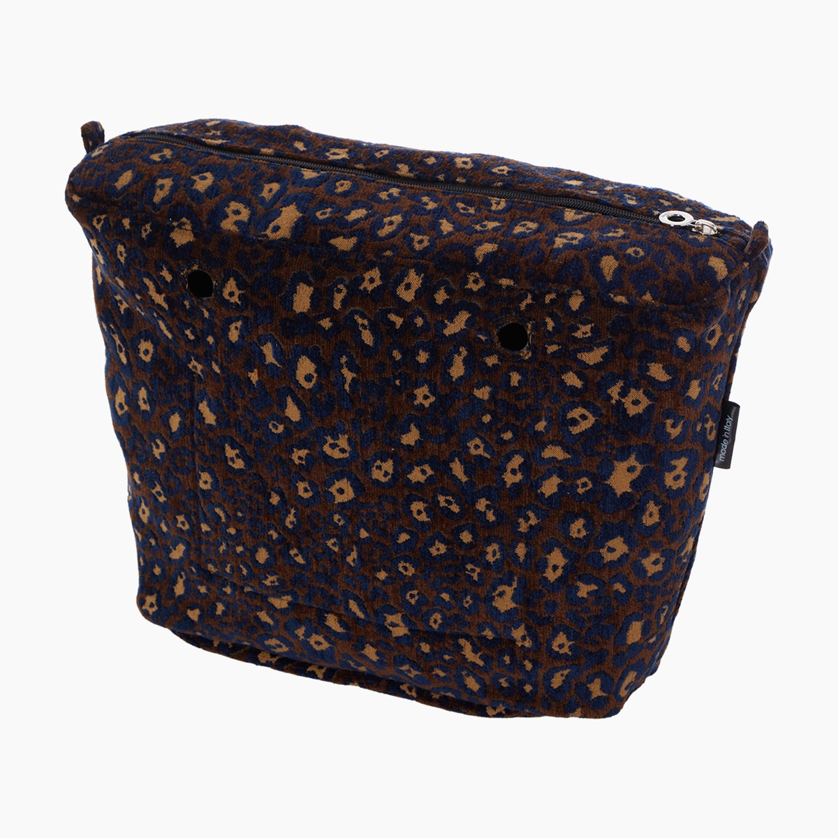 Sacca interna O bag blue navy tessuto jacquard leopardo - O bag Official Website
