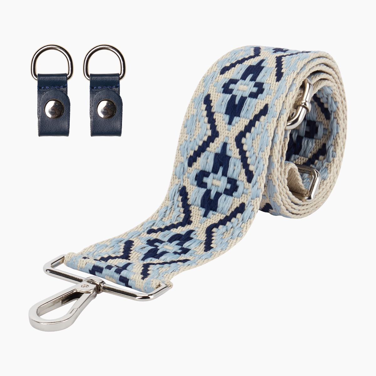 Tracolla tessuto geometrico jacquard azzurro - O bag Official Website