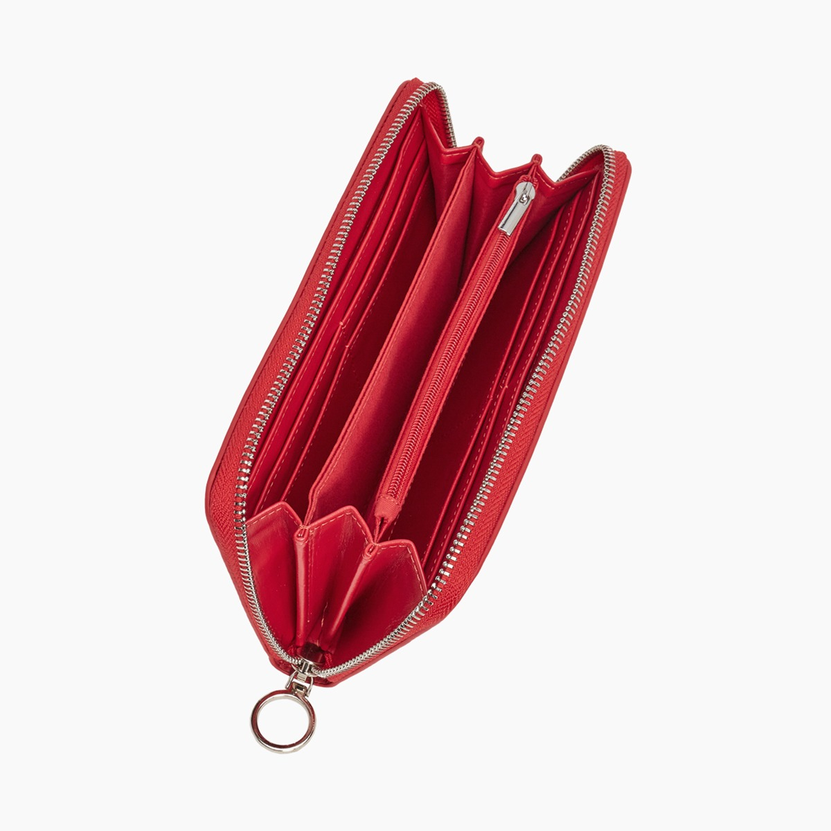 Portafoglio in nappa con zip O wally Zurigo rosso scarlatto - O bag Official Website